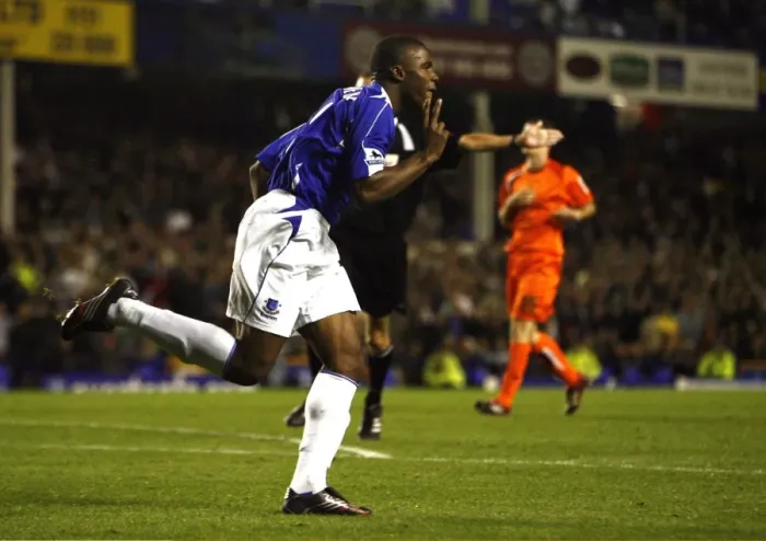 Framed Print : Everton's Victor Anichebe Nets His Fourth Goal Against Luton Town at Goodison Park (2006) Framed Print : Everton's Victor Anichebe Nets His Fourth Goal Against Luton Town at Goodison Park (2006)