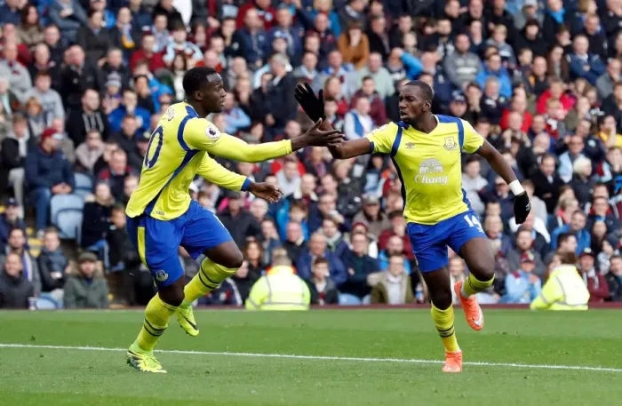 Framed Print : Everton's Yannick Bolasie and Romelu Lukaku Celebrate First Goal vs. Burnley at Turf Moor Framed Print : Everton's Yannick Bolasie and Romelu Lukaku Celebrate First Goal vs. Burnley at Turf Moor