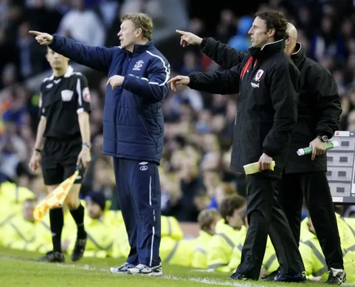 Framed Print : FA Cup Quarterfinal Showdown: Everton vs Middlesbrough - Moyes vs Southgate Battle at Goodison Park, 08 / 09