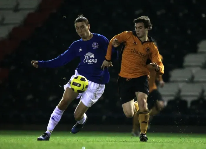 Framed Print : FA Youth Cup: Everton's Thomas Donegan vs. Wolverhampton Wanderers Jack Price - A Showdown at Stobart Stadium