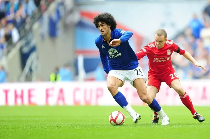 Framed Print : Fellaini Escapes Spearing: Thrilling FA Cup Semi-Final Showdown between Everton and Liverpool at Wembley Stadium Framed Print : Fellaini Escapes Spearing: Thrilling FA Cup Semi-Final Showdown between Everton and Liverpool at Wembley Stadium