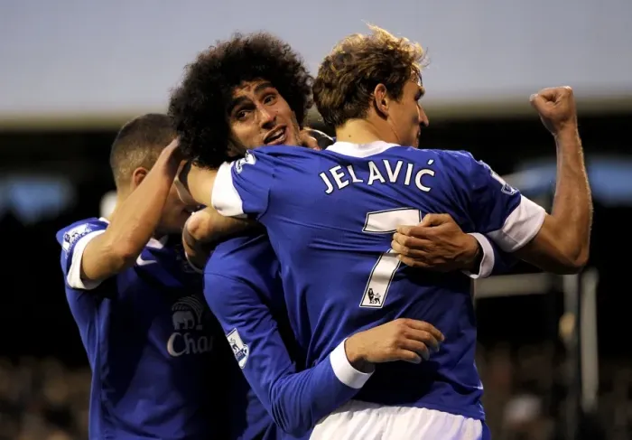 Framed Print : Fellaini and Jelavic's Goal Celebration: Everton's Comeback Against Fulham (3-11-2012) Framed Print : Fellaini and Jelavic's Goal Celebration: Everton's Comeback Against Fulham (3-11-2012)