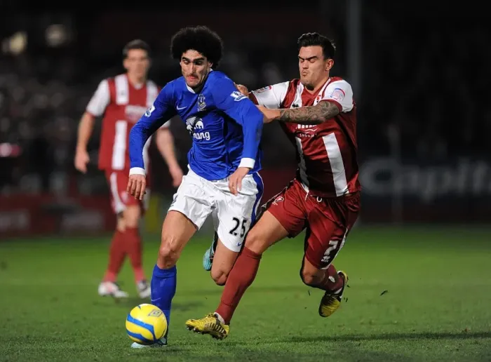 Framed Print : Fellaini's Battle: Everton's Overpowering Performance Against Cheltenham Town in FA Cup Third Round (7-1-2013)