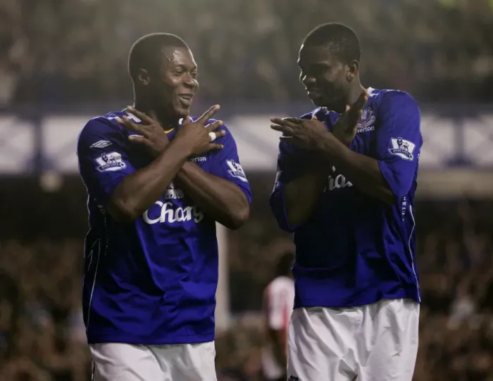 Framed Print : Five-Star Yakubu: Everton's Unforgettable Victory Dance Against Sunderland in the Premier League (2007) Framed Print : Five-Star Yakubu: Everton's Unforgettable Victory Dance Against Sunderland in the Premier League (2007)
