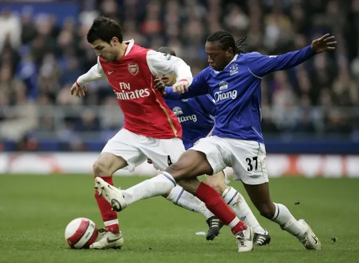 Framed Print : Football - Everton v Arsenal FA Barclays Premiership - Goodison Park - 18  /  3  /  07 Arsenals Cesc Fabregas and Evertons Manuel Fernandes Mandatory Credit: Action Images  /  Ryan Browne Livepic