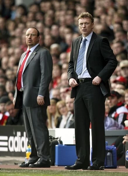 Football - Liverpool v Everton Barclays Premier League - Anfield - 30 / 3 / 08 Liverpool manager Rafael Benitez (L) and Everton manager David Moyes Mandatory Credit: Action Images  /  Carl Recine Livepic NO ONLINE / INTERNET USE WITHOUT A LICENCE FROM THE FO