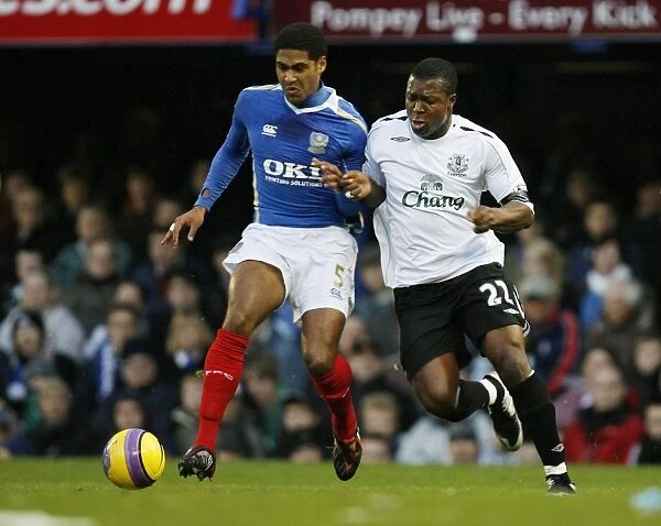 Football - Portsmouth v Everton Barclays Premier League - Fratton Park - 1 / 12 / 07 Evertons Yakubu (R) and Portsmouths Glen Johnson (L) in action Mandatory Credit: Action Images  /  Paul