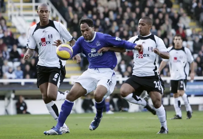 Framed Print : Fulham v Everton 4 / 11 / 06 Fulhams Wayne Routledge and Zat Knight and Evertons Joleon Lescott Framed Print : Fulham v Everton 4 / 11 / 06 Fulhams Wayne Routledge and Zat Knight and Evertons Joleon Lescott