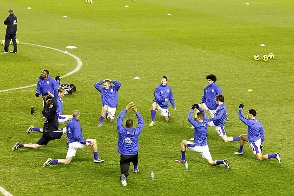 A general view of the Everton warm-up