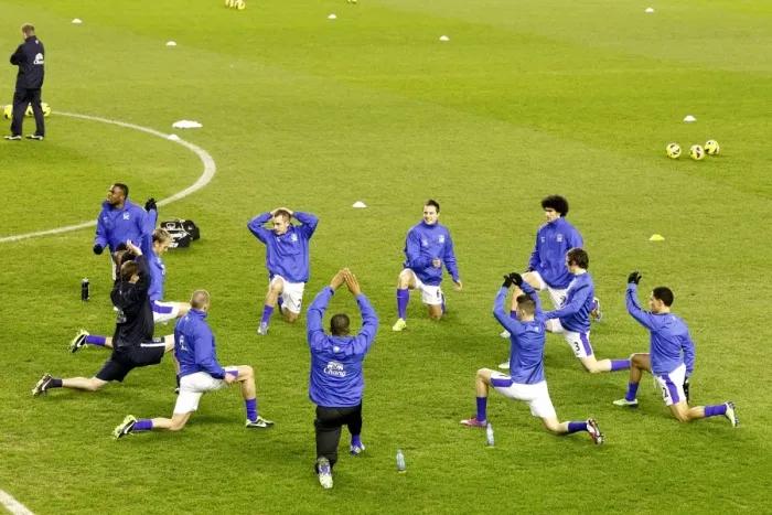 Framed Print : A general view of the Everton warm-up Framed Print : A general view of the Everton warm-up