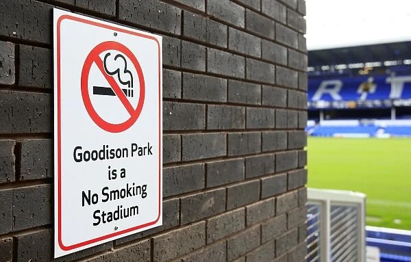 Goodison Park. General view of a no smoking sign at Goodison Park