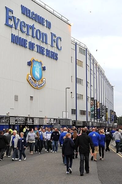 Goodison Park. Everton fans outside Goodison Park prior to kick-off