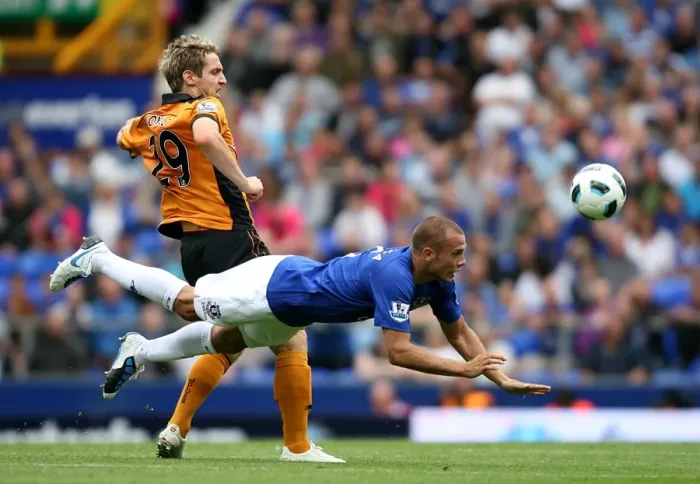 Framed Print : Heitinga's Clearance: Everton vs. Wolverhampton Wanderers at Tense Goodison Park (Barclays Premier League, 2010) Framed Print : Heitinga's Clearance: Everton vs. Wolverhampton Wanderers at Tense Goodison Park (Barclays Premier League, 2010)