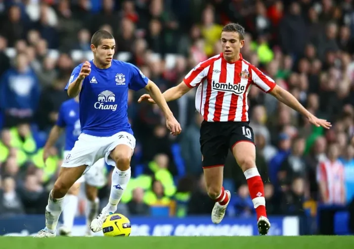 Framed Print : Henderson vs. Rodwell: Clash at Goodison Park - Everton vs. Sunderland, Barclays Premier League (26 February 2011)