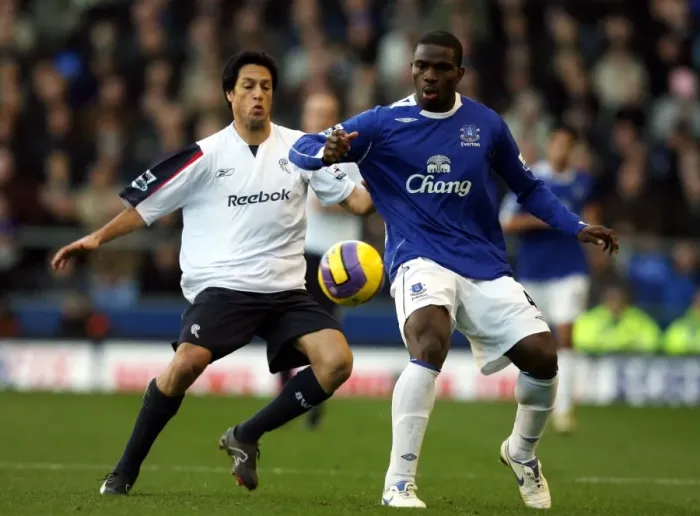 Framed Print : Idan Tal vs Joseph Yobo: A Battle at Goodison Park - Everton vs Bolton Wanderers, FA Barclays Premiership (18 / 11 / 06)