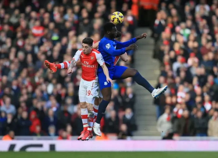 Framed Print : Intense Battle for Ball: Lukaku vs. Bellerin & Gabriel - Arsenal vs. Everton, Premier League Framed Print : Intense Battle for Ball: Lukaku vs. Bellerin & Gabriel - Arsenal vs. Everton, Premier League