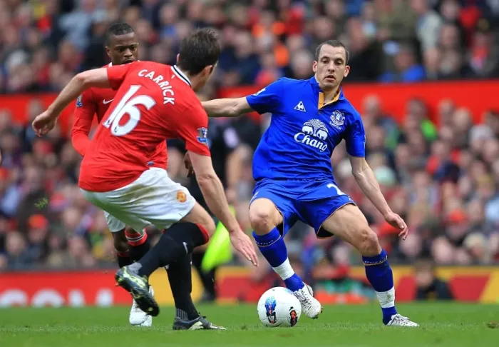 Framed Print : Intense Battle for Ball Possession: Carrick vs. Osman - Manchester United vs. Everton (April 2012, Old Trafford) Framed Print : Intense Battle for Ball Possession: Carrick vs. Osman - Manchester United vs. Everton (April 2012, Old Trafford)