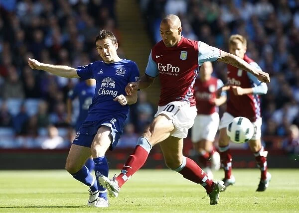 Intense Battle: Leighton Baines vs. John Carew - Everton vs. Aston Villa, Premier League (2010)