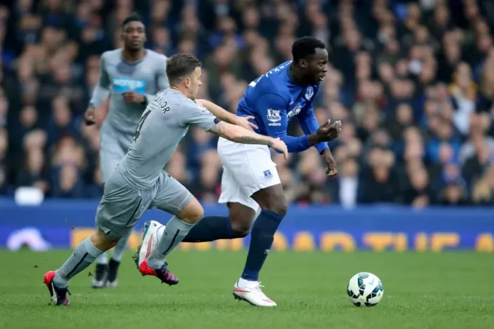 Framed Print : Intense Battle: Lukaku vs. Taylor at Goodison Park - Everton vs. Newcastle United, Premier League Framed Print : Intense Battle: Lukaku vs. Taylor at Goodison Park - Everton vs. Newcastle United, Premier League