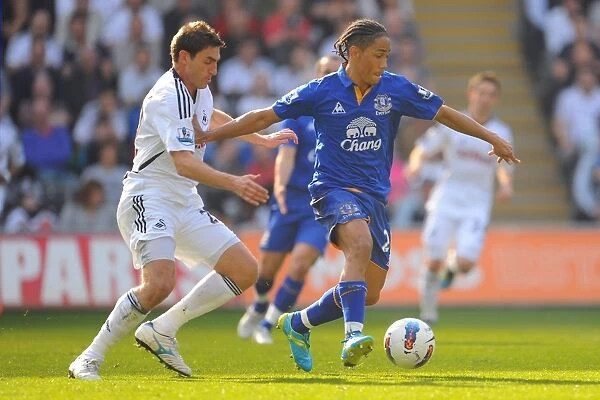 Intense Battle: Pienaar vs. Rangel at Swansea City vs. Everton, Barclays Premier League (24 March 2012, Liberty Stadium)