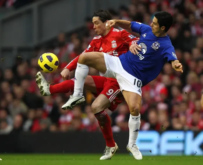 Framed Print : Intense Rivalry: Arteta vs Torres at Anfield - Liverpool vs Everton, Barclays Premier League (16 January 2011)