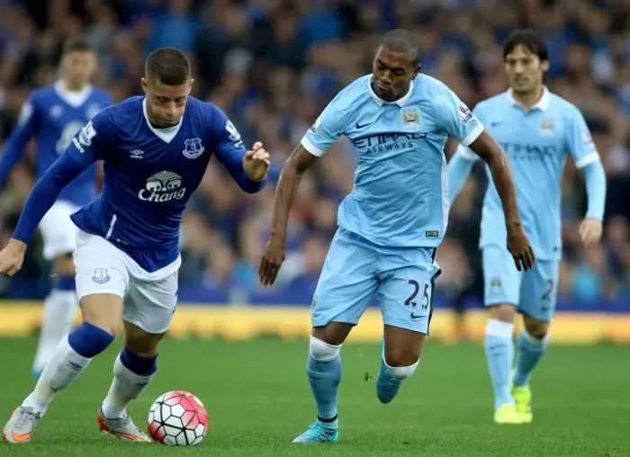 Framed Print : Intense Rivalry: Barkley vs Fernandinho's Battle for Ball Supremacy - Everton vs Manchester City Framed Print : Intense Rivalry: Barkley vs Fernandinho's Battle for Ball Supremacy - Everton vs Manchester City