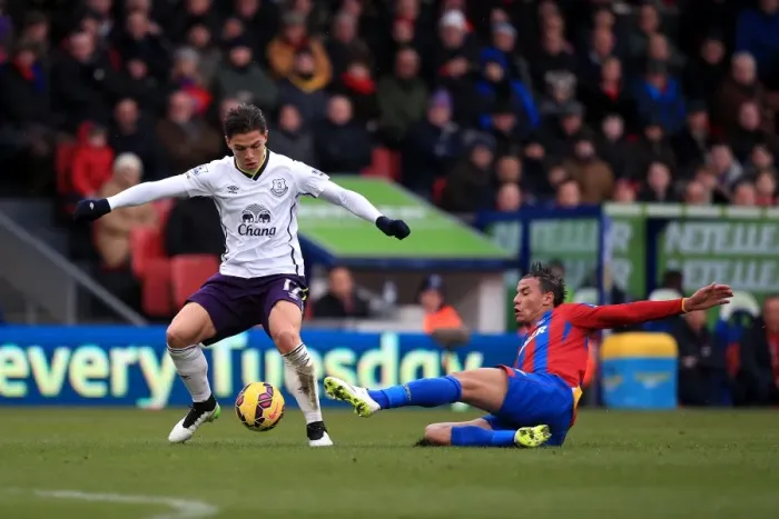 Framed Print : Intense Rivalry: Besic vs Chamakh Battle for Ball in Everton vs Crystal Palace Premier League Clash Framed Print : Intense Rivalry: Besic vs Chamakh Battle for Ball in Everton vs Crystal Palace Premier League Clash