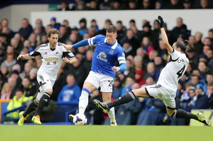 Framed Print : Intense Rivalry: Chico Flores vs. Ross Barkley Clash at Goodison Park - Everton vs. Swansea City, Barclays Premier League (22-03-2014) Framed Print : Intense Rivalry: Chico Flores vs. Ross Barkley Clash at Goodison Park - Everton vs. Swansea City, Barclays Premier League (22-03-2014)