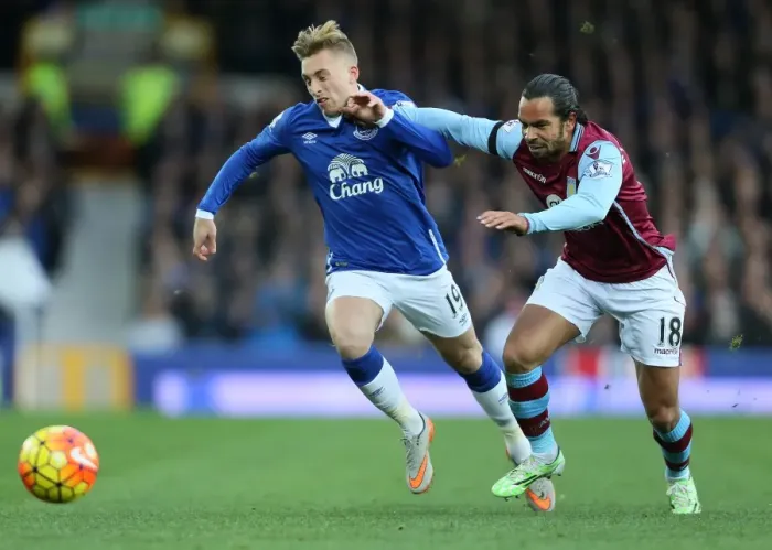 Framed Print : Intense Rivalry: Deulofeu vs. Richards - Everton vs. Aston Villa's Battle for Ball Possession