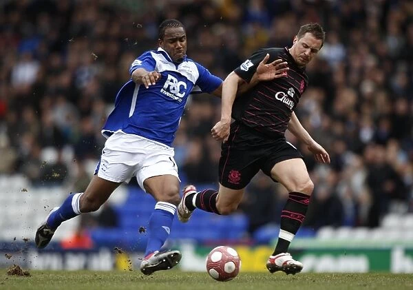 Intense Rivalry on the Field: Jagielka vs. Jerome - Birmingham City vs. Everton, Premier League