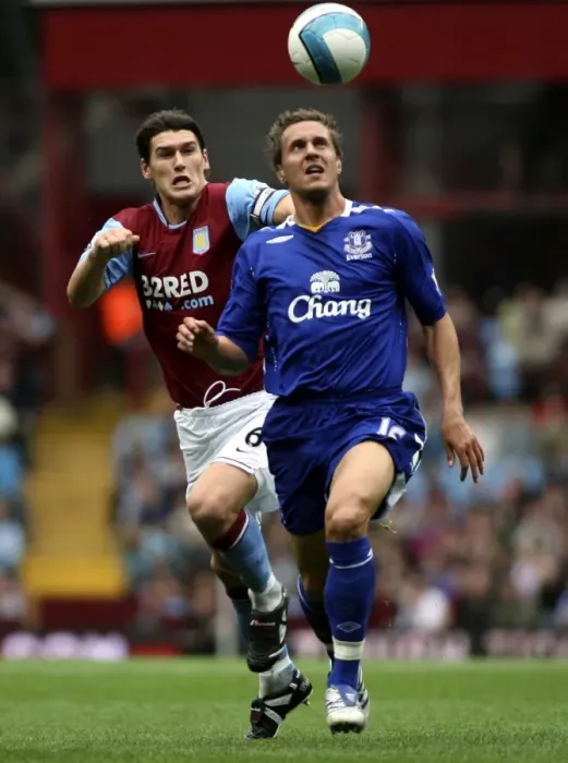 Framed Print : Intense Rivalry: Jagielka vs. Barry at Villa Park, September 2007 - Everton vs. Aston Villa, Barclays Premier League Framed Print : Intense Rivalry: Jagielka vs. Barry at Villa Park, September 2007 - Everton vs. Aston Villa, Barclays Premier League