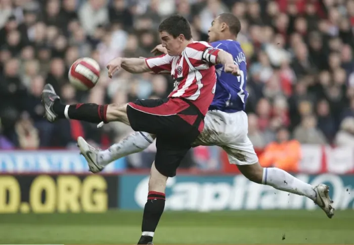 Framed Print : Intense Rivalry: James Vaughan vs. Chris Morgan - Sheffield United vs. Everton Framed Print : Intense Rivalry: James Vaughan vs. Chris Morgan - Sheffield United vs. Everton