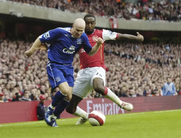 Framed Print : Intense Rivalry: Johan Djourou vs. Andy Johnson - Arsenal vs. Everton Framed Print : Intense Rivalry: Johan Djourou vs. Andy Johnson - Arsenal vs. Everton