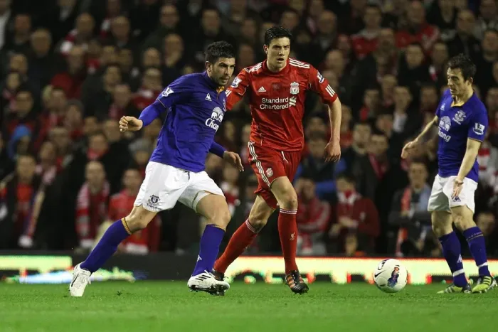 Framed Print : Intense Rivalry: Kelly vs. Stracqualursi - Premier League Showdown: Liverpool vs. Everton (13 March 2012)