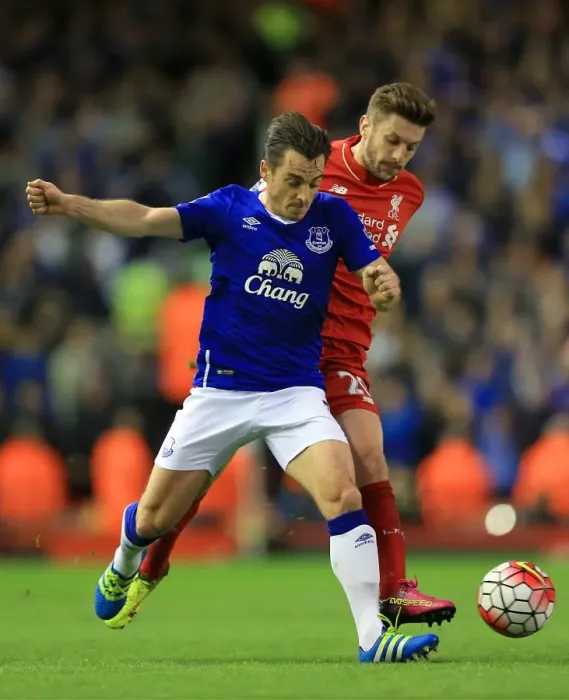 Framed Print : Intense Rivalry: Leighton Baines vs. Adam Lallana - Liverpool vs. Everton at Anfield (Barclays Premier League) Framed Print : Intense Rivalry: Leighton Baines vs. Adam Lallana - Liverpool vs. Everton at Anfield (Barclays Premier League)
