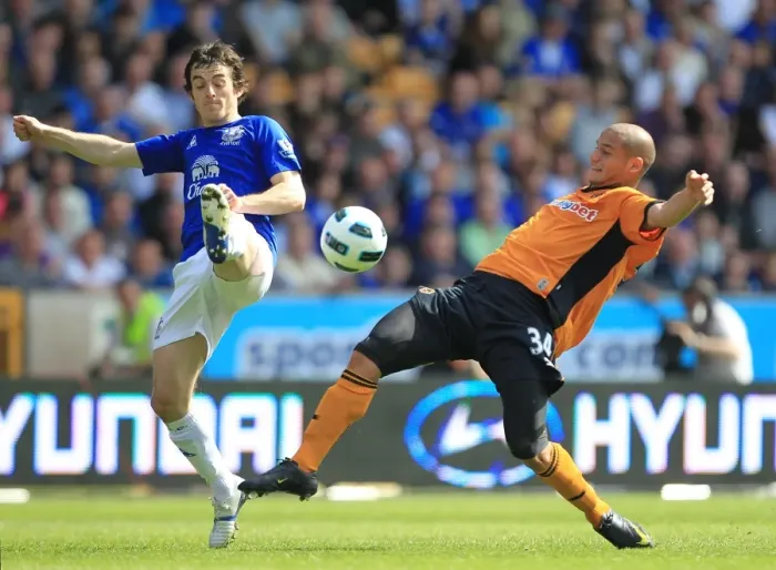Framed Print : Intense Rivalry: Leighton Baines vs. Adlene Guedioura Battle at Molineux - Barclays Premier League (09 April 2011) Framed Print : Intense Rivalry: Leighton Baines vs. Adlene Guedioura Battle at Molineux - Barclays Premier League (09 April 2011)