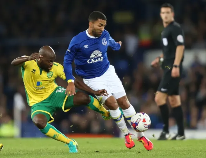 Framed Print : Intense Rivalry: Lennon vs. Mulumbu - Everton vs. Norwich City EFL Cup Clash Framed Print : Intense Rivalry: Lennon vs. Mulumbu - Everton vs. Norwich City EFL Cup Clash