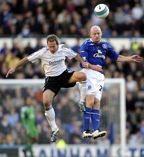 Intense Rivalry: Lewis vs. Carsley Clash at Derby vs. Everton, Barclays Premier League (October 28, 2007)
