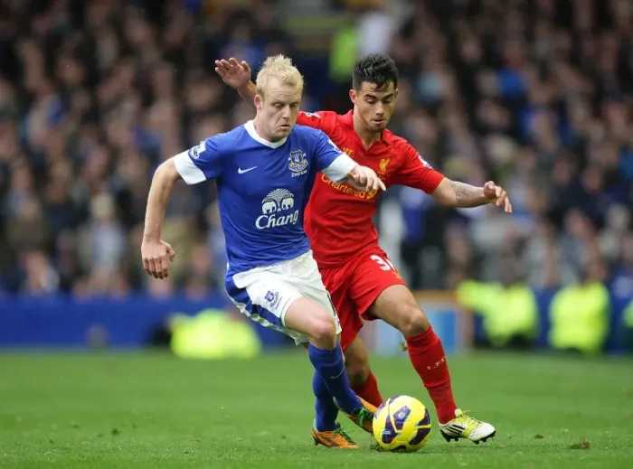 Framed Print : Intense Rivalry: Naismith vs. Fernandez Battle at Goodison Park - Everton vs. Liverpool (2012) Framed Print : Intense Rivalry: Naismith vs. Fernandez Battle at Goodison Park - Everton vs. Liverpool (2012)