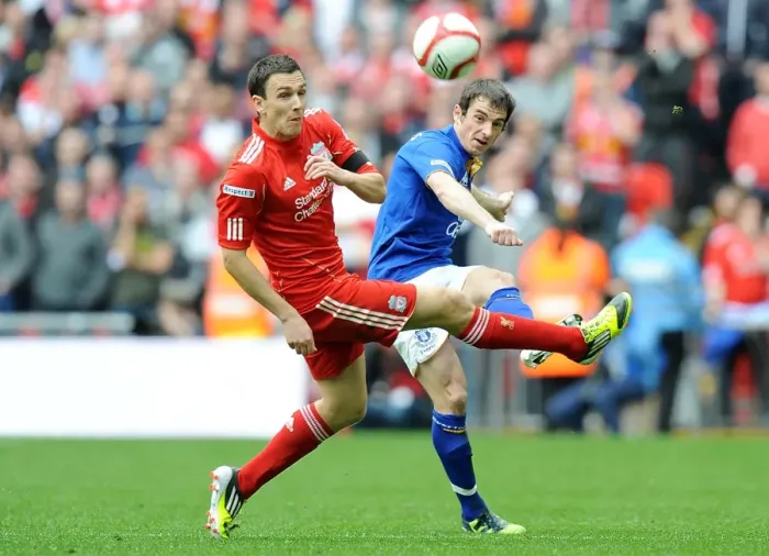 Framed Print : Intense Rivalry at Wembley: Downing vs. Baines in the FA Cup Semi-Final Battle between Liverpool and Everton (14 April 2012)