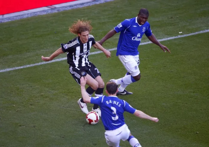 Framed Print : Intense Rivalry: Yakubu vs Coloccini Battle at Goodison Park, Everton vs Newcastle United, Barclays Premier League, 2008 Framed Print : Intense Rivalry: Yakubu vs Coloccini Battle at Goodison Park, Everton vs Newcastle United, Barclays Premier League, 2008