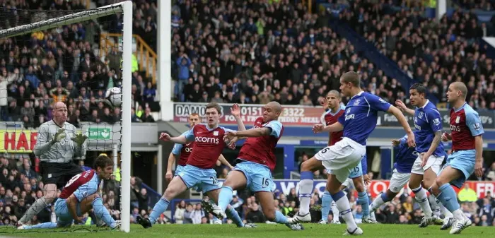 Framed Print : Jack Rodwell Scores the First Goal: Everton's FA Cup Fifth Round Victory over Aston Villa (February 15, 2009)