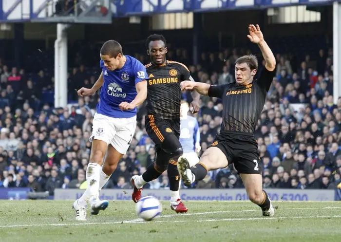 Framed Print : Jack Rodwell vs Branislav Ivanovic: A FA Cup Battle at Goodison Park (Everton vs Chelsea, 29 January 2011) Framed Print : Jack Rodwell vs Branislav Ivanovic: A FA Cup Battle at Goodison Park (Everton vs Chelsea, 29 January 2011)
