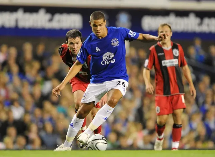Framed Print : Jack Rodwell vs. Damien Johnson: Everton vs. Huddersfield Town's Intense Carling Cup Showdown at Goodison Park (25 August 2010) Framed Print : Jack Rodwell vs. Damien Johnson: Everton vs. Huddersfield Town's Intense Carling Cup Showdown at Goodison Park (25 August 2010)