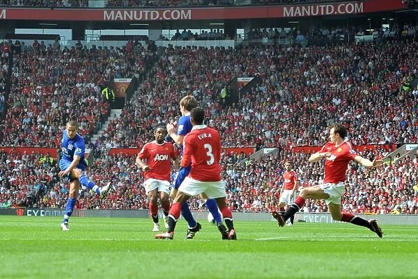 Jack Rodwell's Determined Shot at Old Trafford: Manchester United vs. Everton, Barclays Premier League (23 April 2011)