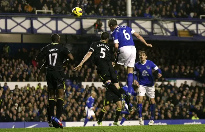Framed Print : Jagielka Scores Everton's Second: Everton 2-1 Wigan Athletic (Barclays Premier League, Goodison Park, 26-12-2012) Framed Print : Jagielka Scores Everton's Second: Everton 2-1 Wigan Athletic (Barclays Premier League, Goodison Park, 26-12-2012)