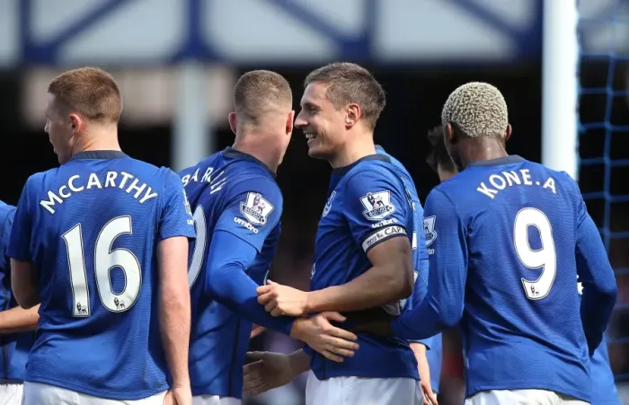 Framed Print : Jagielka Scores First Goal: Everton's Triumph Over Southampton in Barclays Premier League Framed Print : Jagielka Scores First Goal: Everton's Triumph Over Southampton in Barclays Premier League