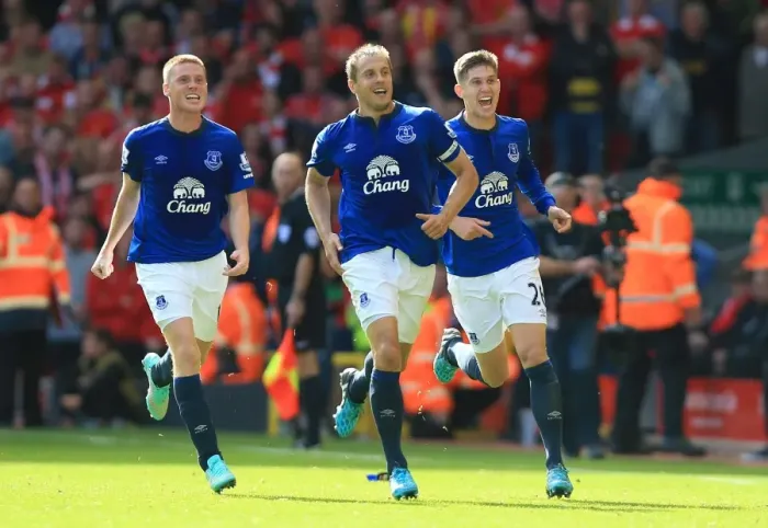 Framed Print : Jagielka Strikes First: Everton's Historic Goal at Anfield Against Liverpool (Barclays Premier League) Framed Print : Jagielka Strikes First: Everton's Historic Goal at Anfield Against Liverpool (Barclays Premier League)