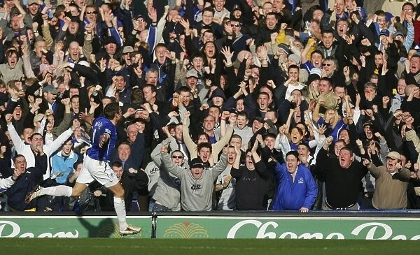 James Beattie celebrates in front of the fans