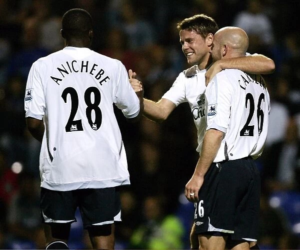 James Beattie of Everton celebrates after scoring the first goal
